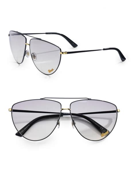 gucci black metal aviator women